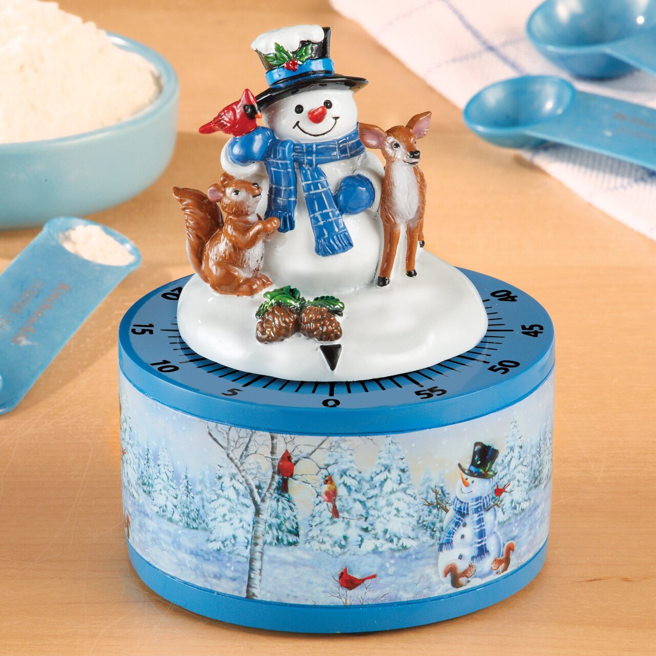 Collections Etc Adorable Snowman and Friends Wind Up Kitchen Timer